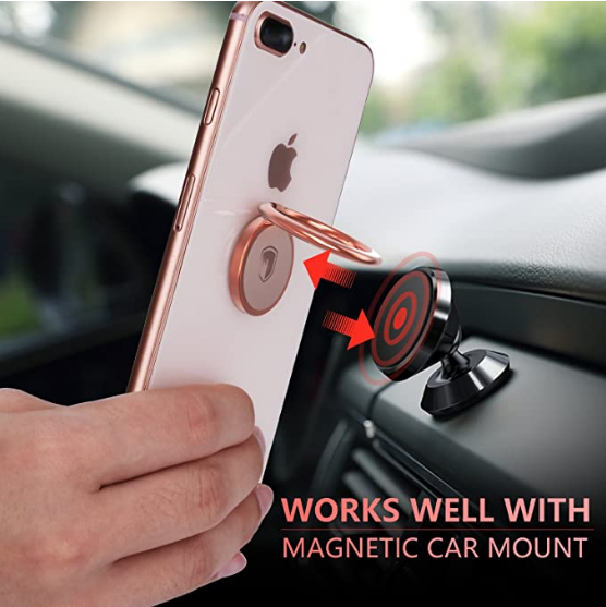 Phone Ring Holder Finger Kickstand - FITFORT 360° Rotation Metal Ring Grip for M...